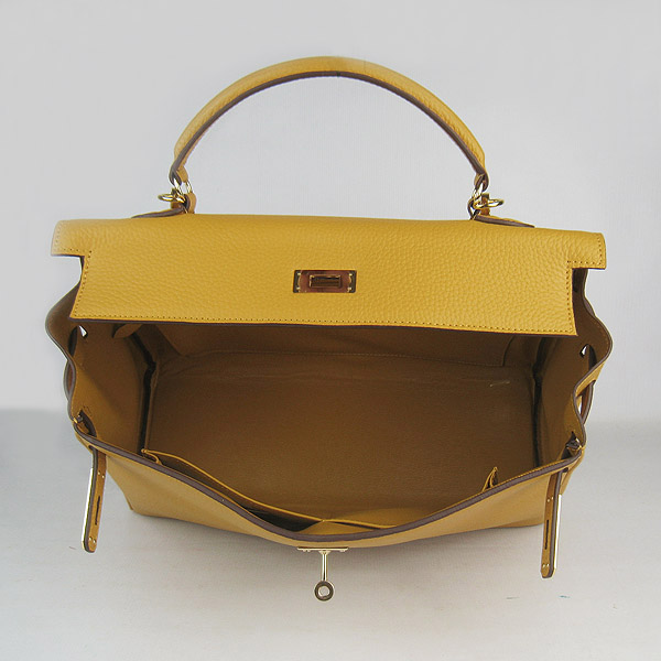 High Quality Hermes Kelly 35CM Togo Leather Bag Yellow 6308